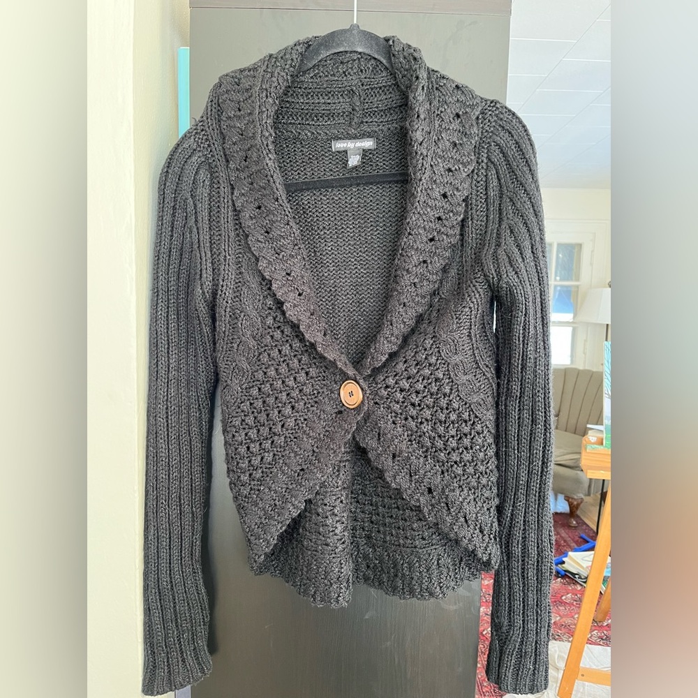 Crochet Cardigan with Button Accent